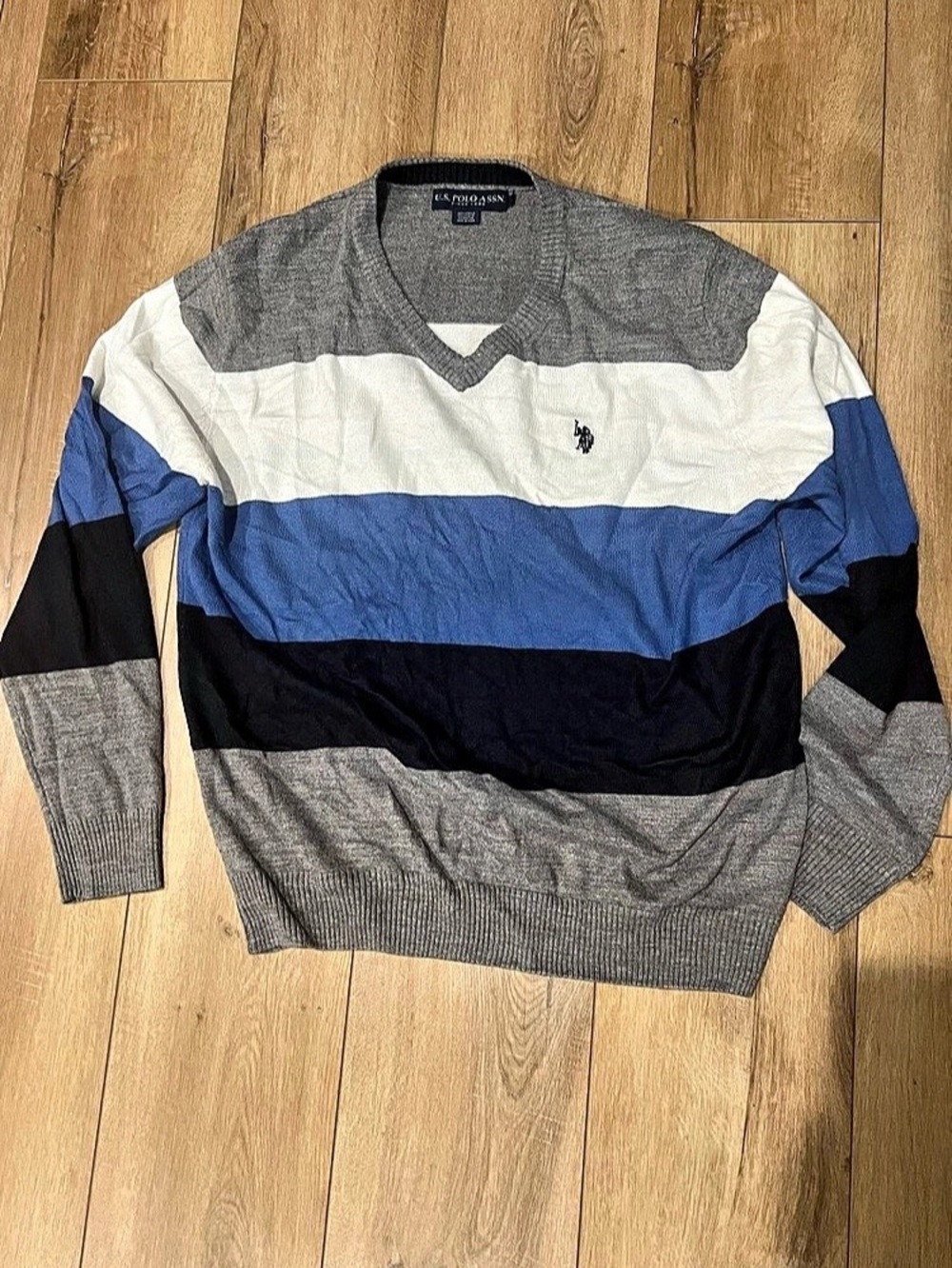 U.S. Polo Assn. Color Block Polo Shirt in Gray & Blue Men’s Size Large